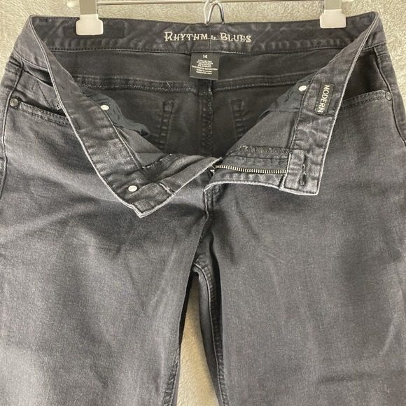 Rhythm in Blues Jeans Women's‎ Size 14 Modern Black Denim Stretch Straight Leg - Picture 8 of 16